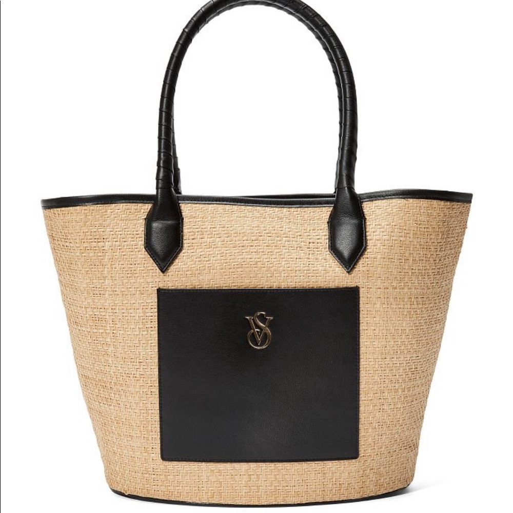 Victoria’s Secret Raffia Straw Cinch-Top Tote
